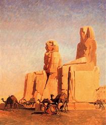 Thebes Colosseums, Memnon and Sesostris (study) - 讓-里奧·傑洛姆