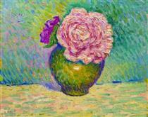 Fleur rose dans un vase - Jean Metzinger