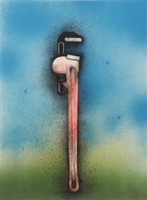 Big Red Wrench in a Landscape - Jim Dine