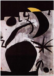 Femme et oiseaux dans la nuit - Joan Miró