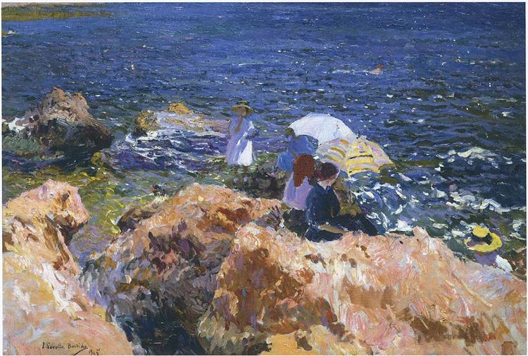 On the Rocks at Javea, 1905 - 霍金‧索羅亞