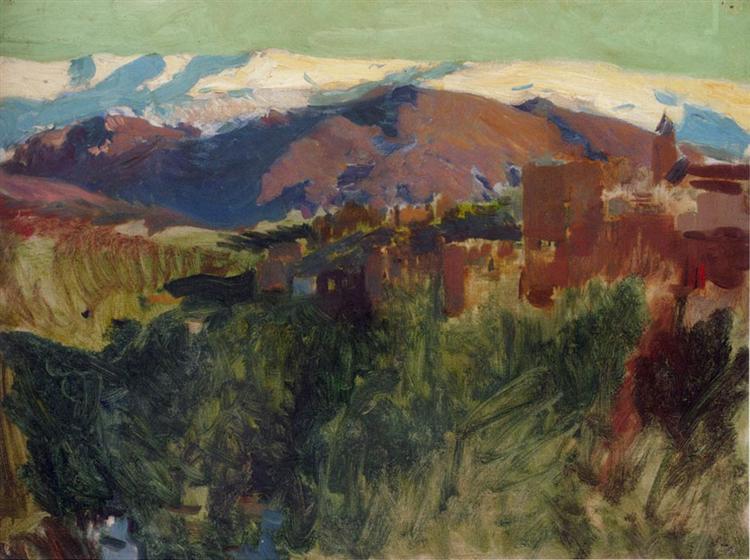 Sierra Nevada from the Alhambra, Grenada, 1910 - 霍金‧索羅亞