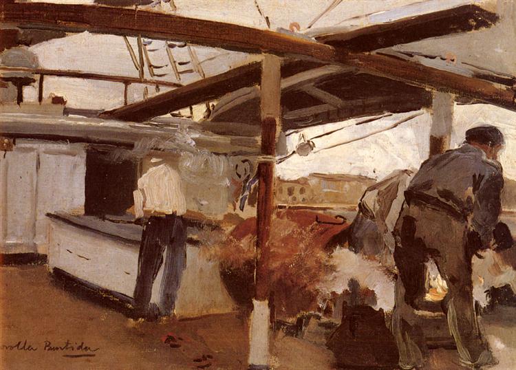 Two Men On A Deck - Joaquin Sorolla