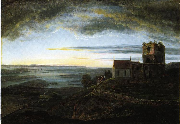 Avaldsnes church, 1820 - Юхан Кристиан Даль