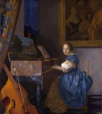 A young woman seated at a virginal (A Lady Seated at a Virginal) - Johannes Vermeer