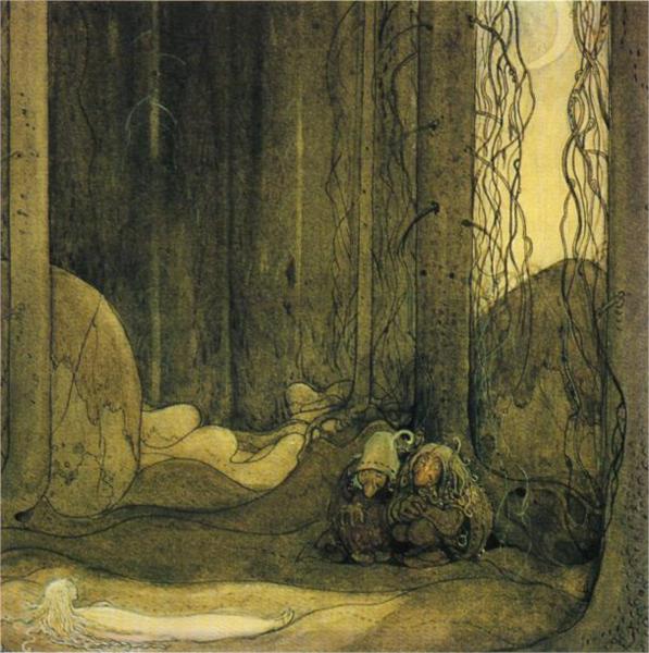 When she woke up again she was lying on the moss in the forest, 1913 - John Bauer