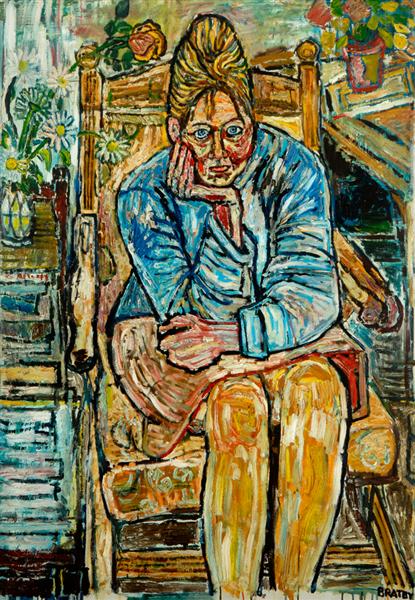 Ann, Thinking, with Flowers, 1960 - John Bratby