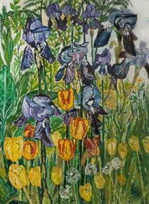 Irises and Tulips - John Bratby