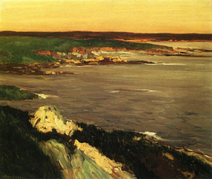 The Lookout Green and Orange Cliffs, Gloucester, 1917 - John French Sloan