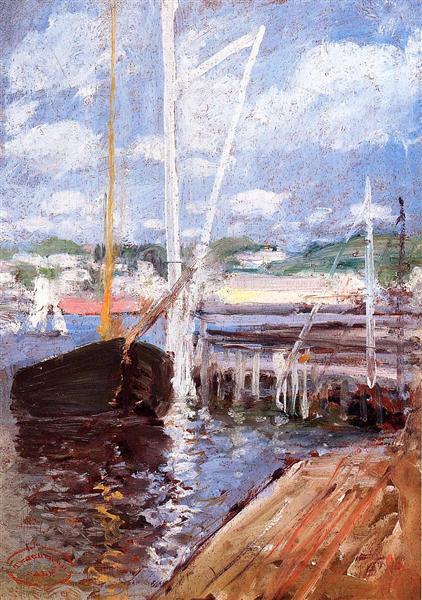Boat Landing, c.1900 - c.1902 - Джон Генри Твахтман (Tуоктмен)