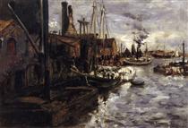 End of the Pier, New York Harbor - Джон Генри Твахтман (Tуоктмен)