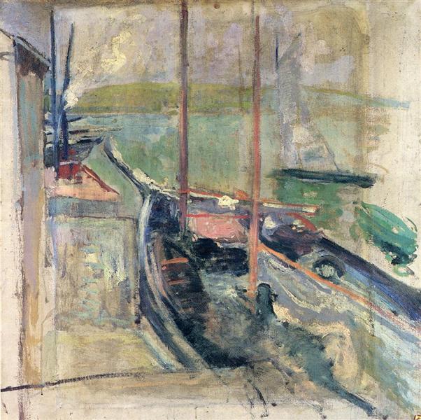 Harbor Scene, c.1900 - Джон Генрі Твахтман (Tуоктмен)