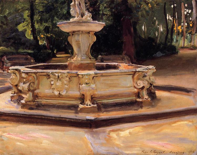 A Marble fountain at Aranjuez, Spain, 1912 - John Singer Sargent
