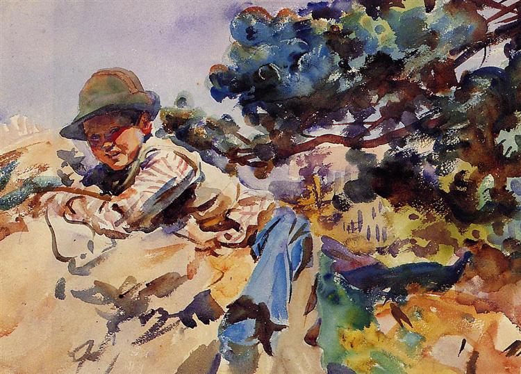 Boy on a Rock, c.1907 - c.1909 - John Singer Sargent