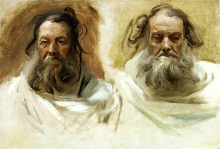 Study for Two Heads for Boston Mural "The Prophets", c.1882 - Джон Сингер Сарджент