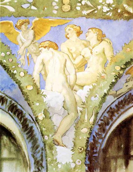 Three Nudes with Cupid - Джон Сінгер Сарджент