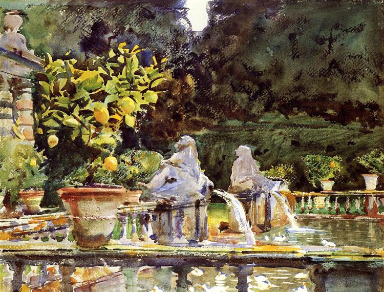 Villa de Marlia. A Fountain, 1910 - John Singer Sargent