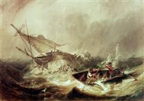 Rowing to rescue shipwrecked sailors off the Northumberland Coast - John Wilson Carmichael
