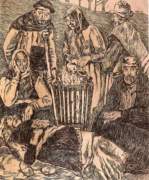 Beggars Warming, 1932 - 1933 - José Luis Gutiérrez Solana