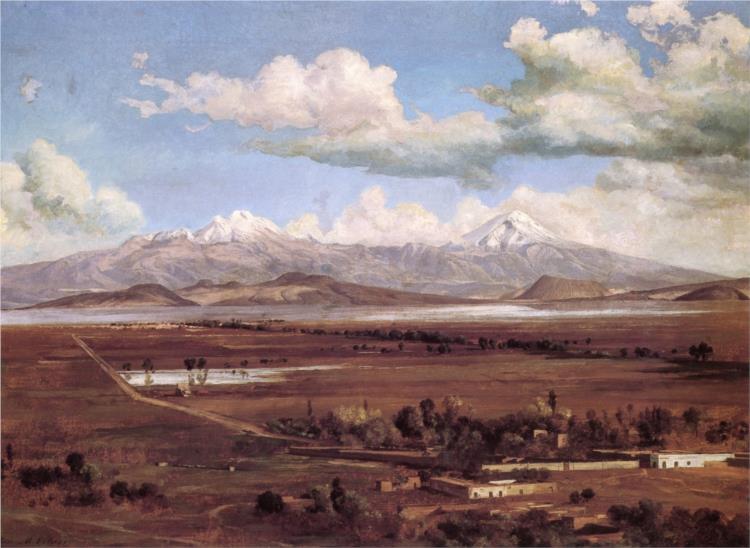 Camino a Chalco con los volcanes - José María Velasco Gómez