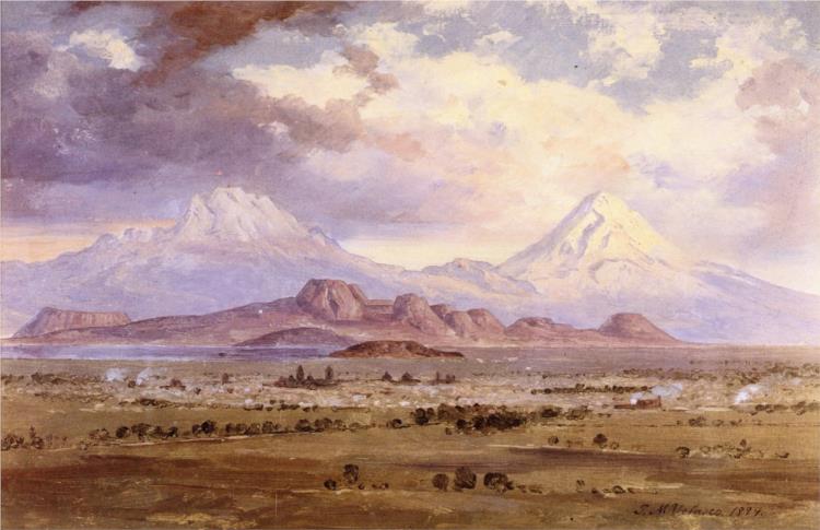 Popocatépetl e Iztaccihuatl, 1899 - Хосе Мария Веласко