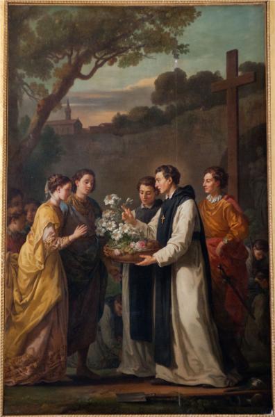 Saint Theobald offering an eleven branched lilium to Saint Louis and Marguerite of Provence, 1776 - Жозеф-Мари Вьен