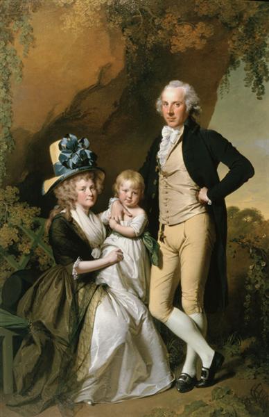 Portrait of Richard Arkwright Junior with his Wife Mary and Daughter Anne, 1790 - Joseph Wright