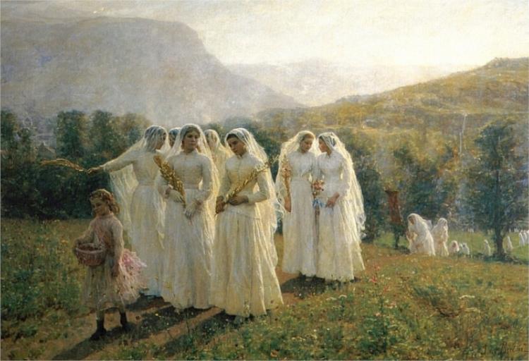 Young Women Going to a Procession, 1890 - Жюль Бретон