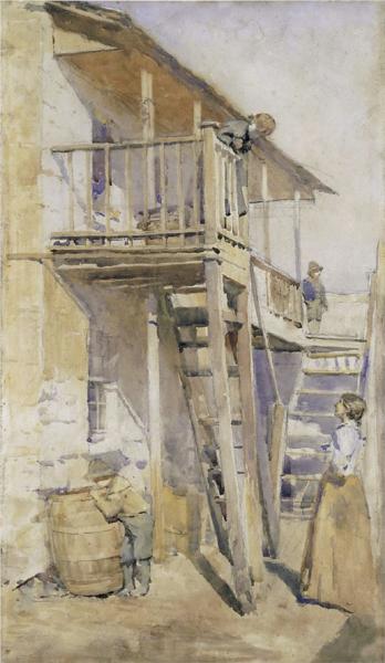 Back of old house, Clyde St Miller's Point, 1895 - Julian Ashton
