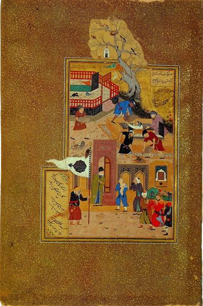 The funeral of the elderly Attar of Nishapur, 1486 - Kamāl ud-Dīn Behzād