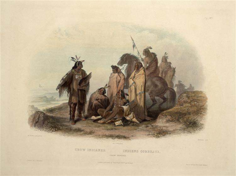 Crow Indians, plate 13 from volume 1 of `Travels in the Interior of North America', 1843 - Karl Bodmer
