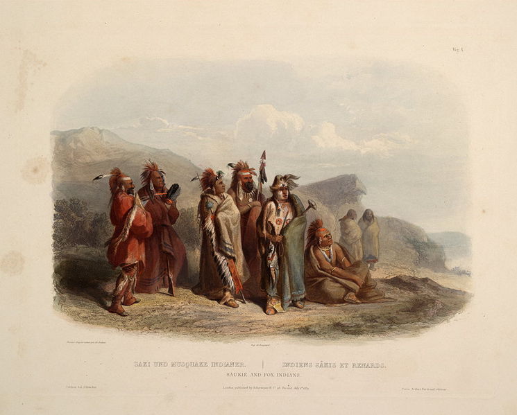 Saukie and Fox Indians, plate 20 from Volume 1 of 'Travels in the Interior of North America', 1833 - Карл Бодмер