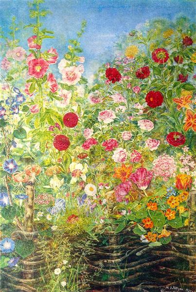 Flowers by the fence, 1935 - Kateryna Bilokur