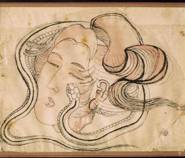 Head of the snake woman - Hokusai