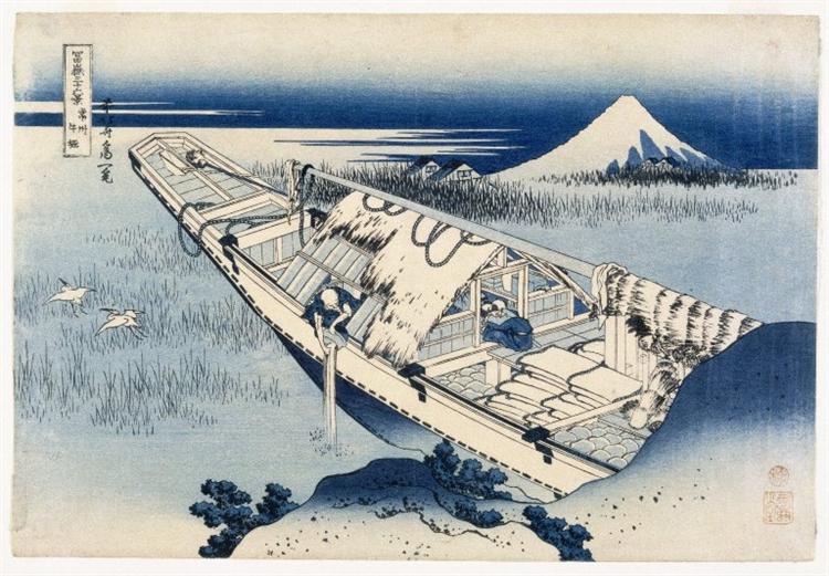 View of Fuji from a Boat at Ushibori, 1831 - 1837 - Hokusai