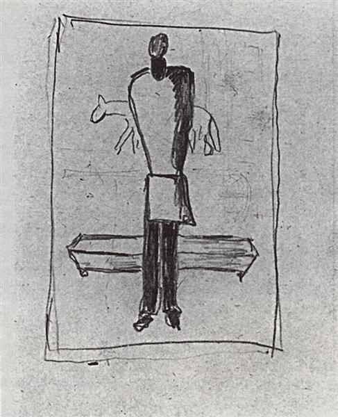 A man, a coffin, horse, 1933 - Kazimir Malévich