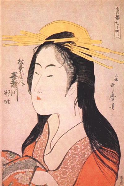 Kisegawa of Matsubaya, from the series 'Seven Komachis of Yoshiwara', c.1795 (woodblock print), c.1795 - Utamaro