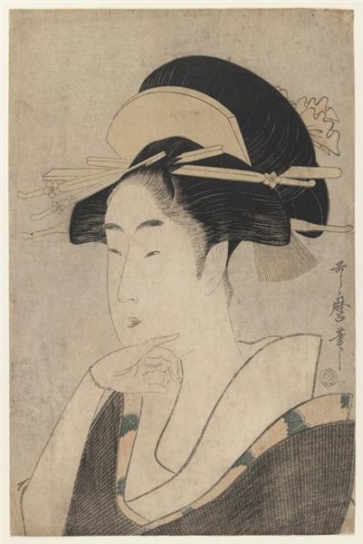 Large Head and Bust Portrait of Beauty, 1791 - 1797 - 喜多川歌麿