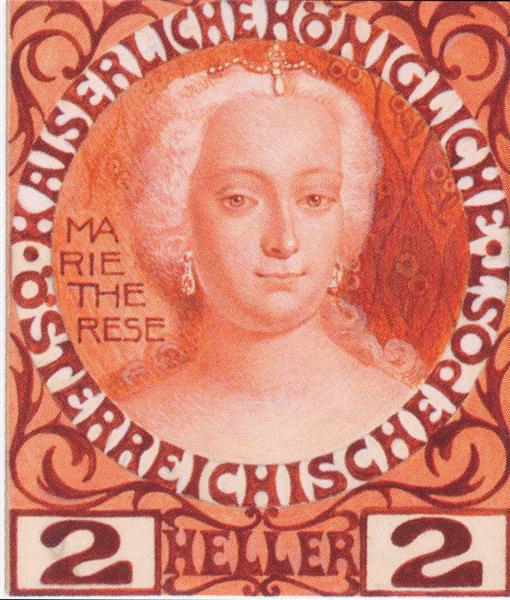 Design for the Anniversary Stamp Austrian with Empress Maria Theresa, 1908 - Koloman Moser