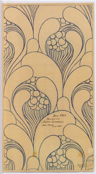 Fabric design with floral awakening for Backhausen, 1900 - Koloman Moser