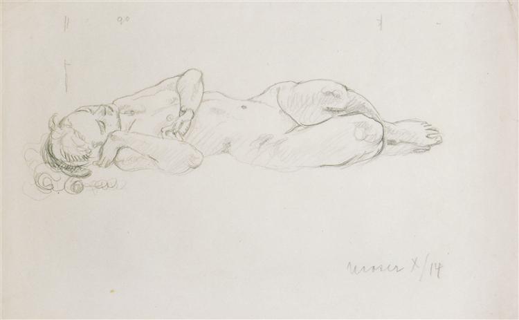 Figure study to Mermaid, 1914 - Коломан Мозер