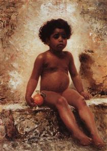 Arab Boy with an Orange - Konstantin Makovsky