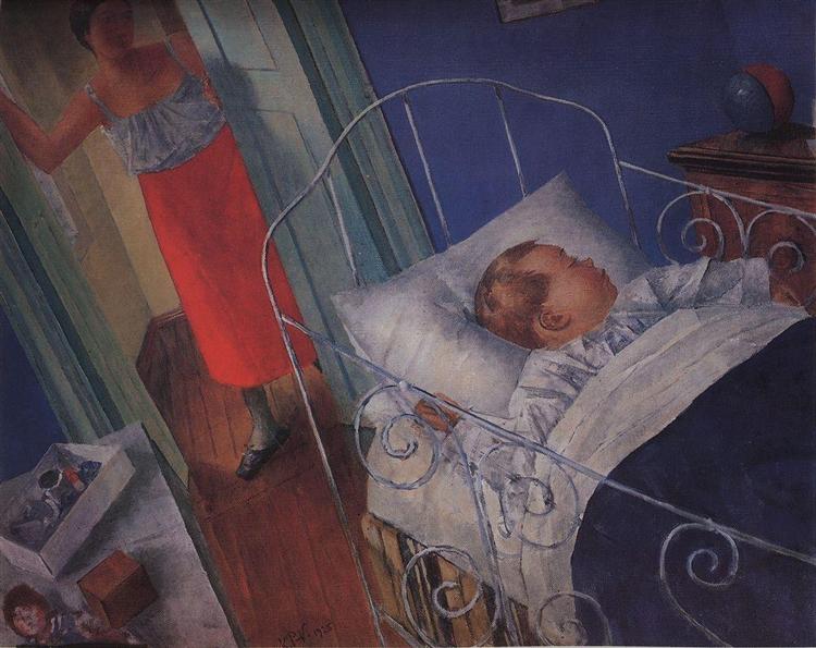 In the children's chamber, 1925 - Кузьма Петров-Водкін