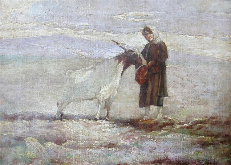 The girl and the goat - Polychronis Lembesis