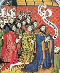 Miniature of the Earl of Westmorland with His Twelve Children - Irmãos Limbourg