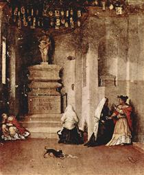 Altar of St. Lucia, footplate: St. Lucia in prayer and the valediction of St. Lucia - Лоренцо Лотто