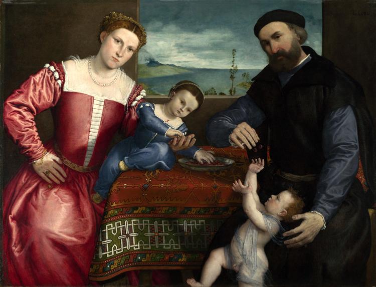 Retrato de Giovanni della Volta com a sua Esposa e Filhos, 1547 - Lorenzo Lotto