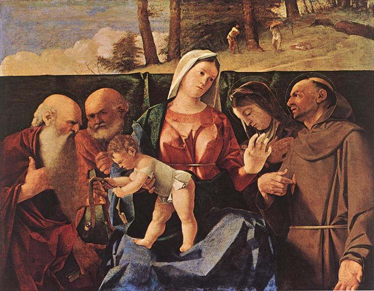 Virgin and Child with Saints Jerome, Peter, Clare and Francis, 1505 - Лоренцо Лотто