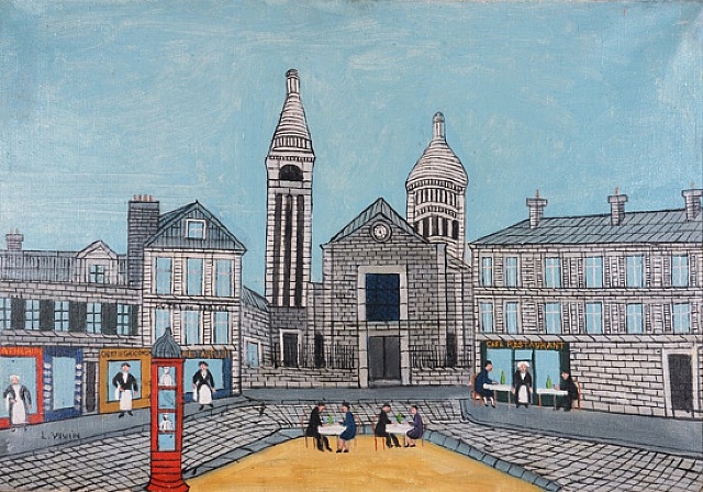 Place du Theatre (City Square with Red Phone Booth) - Louis Vivin
