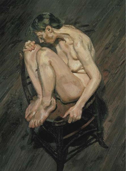 Naked Girl Perched on a Chair, 1994 - 盧西安‧佛洛伊德